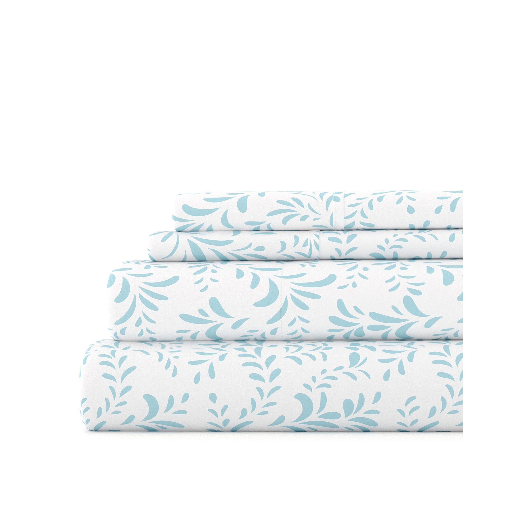 Home Collection Floral Printed Sheet Set, Blue Burst Of Vines