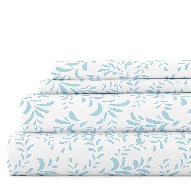 Home Collection Floral Printed Sheet Set, Blue, Twin