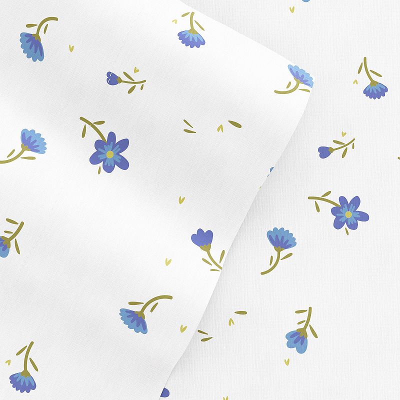 Home Collection Floral Printed Sheet Set, Blue, King Set