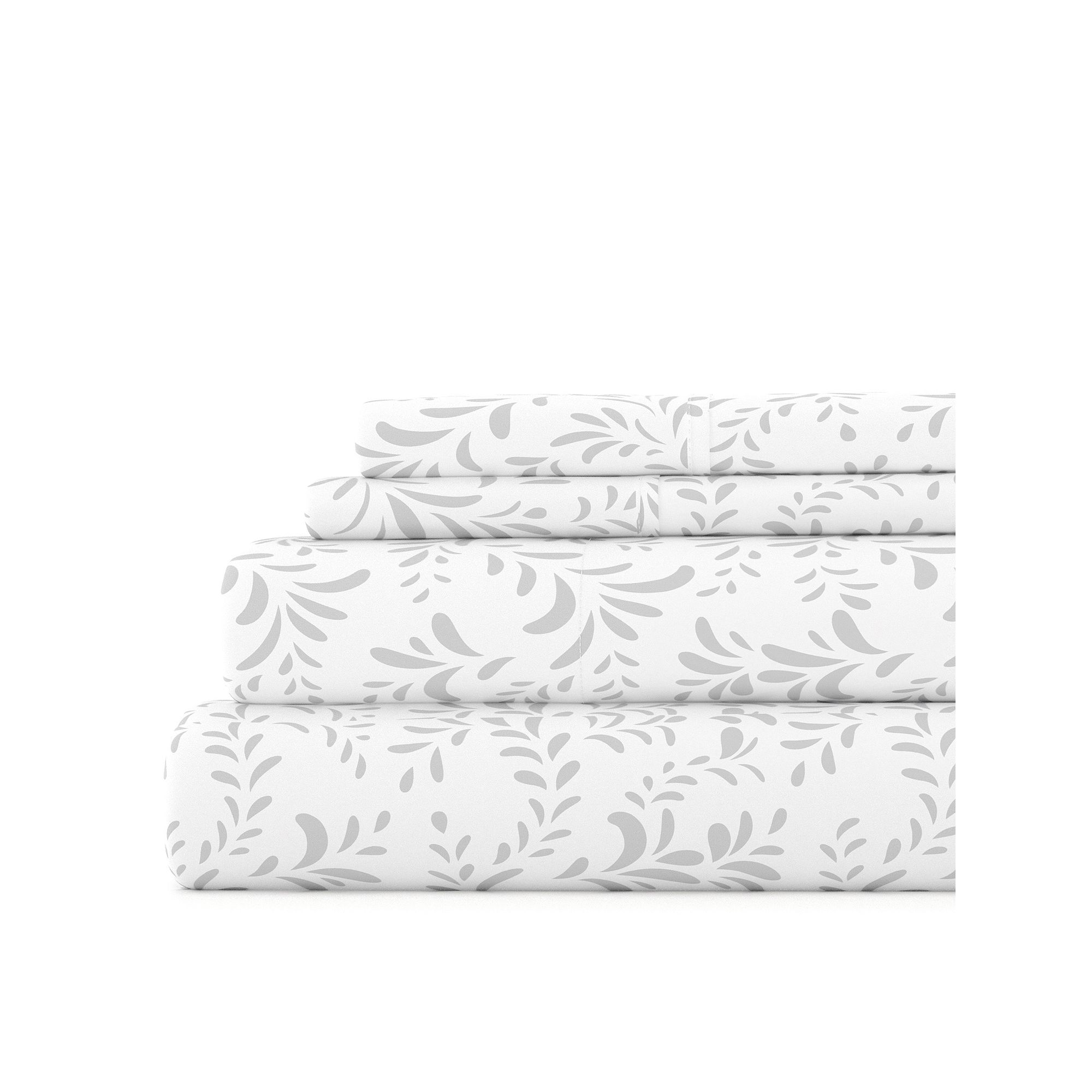 Home Collection Floral Printed Sheet Set, Grey Burst Of Vines