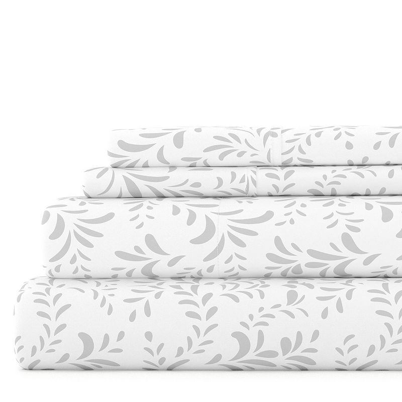 Home Collection Floral Printed Sheet Set, Grey, CKING SET