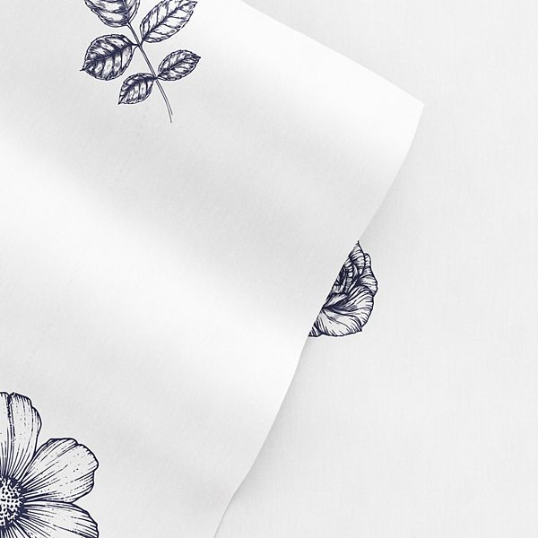 Home Collection Floral Printed Sheet Set - Indigo Flowers (FULL SET)