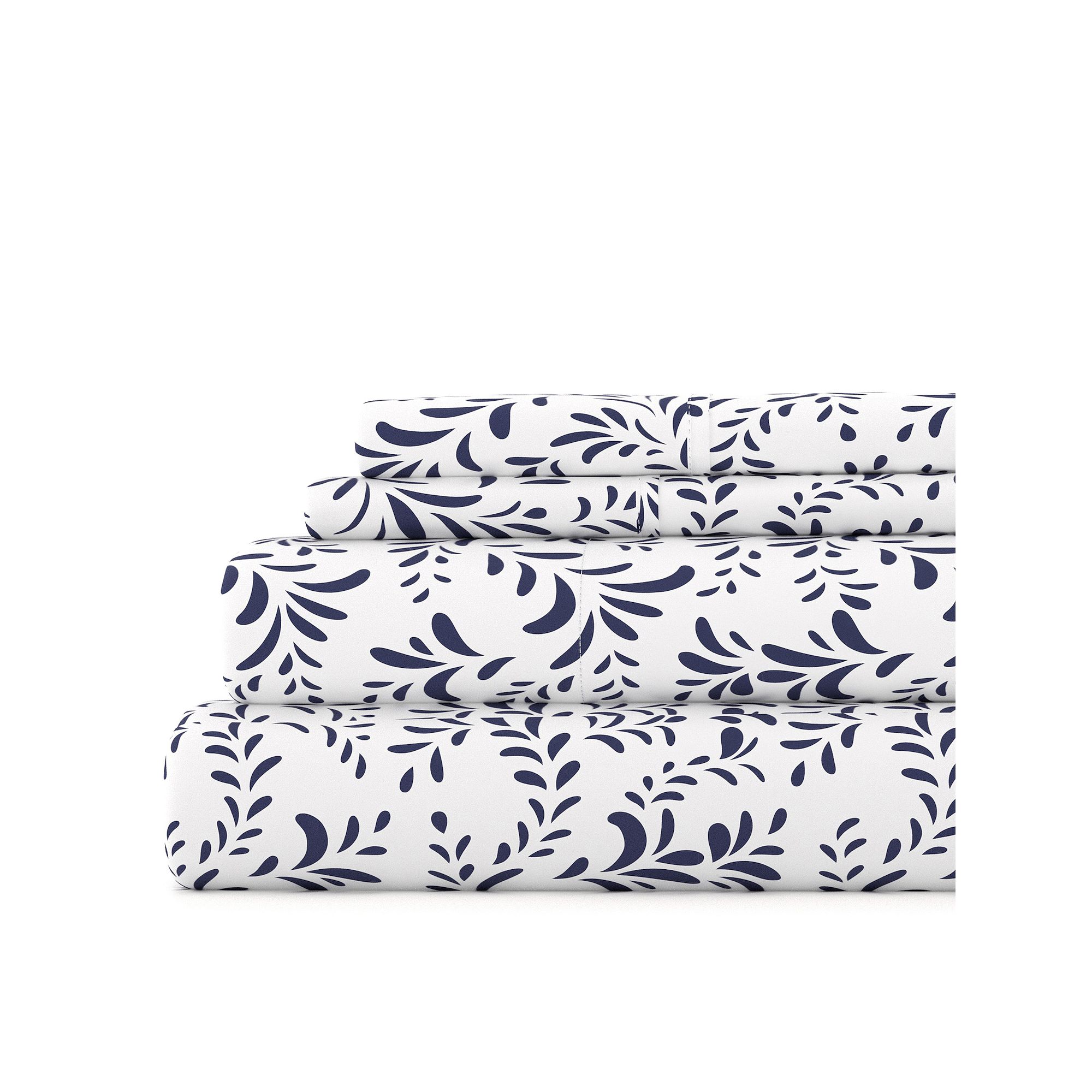 Home Collection Floral Printed Sheet Set, Blue Burst Of Vines