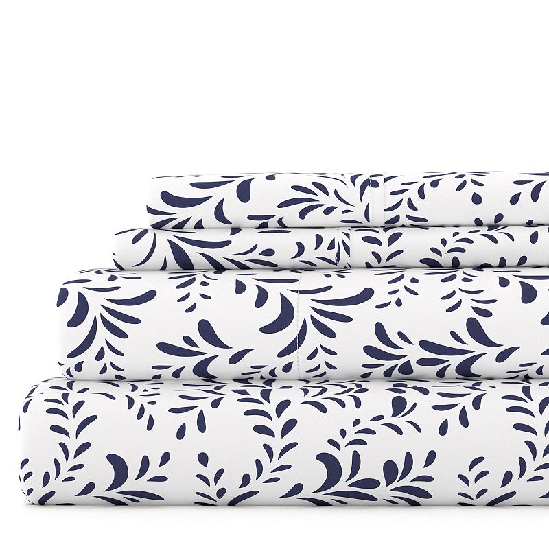 Home Collection Floral Printed Sheet Set, Blue, King Set