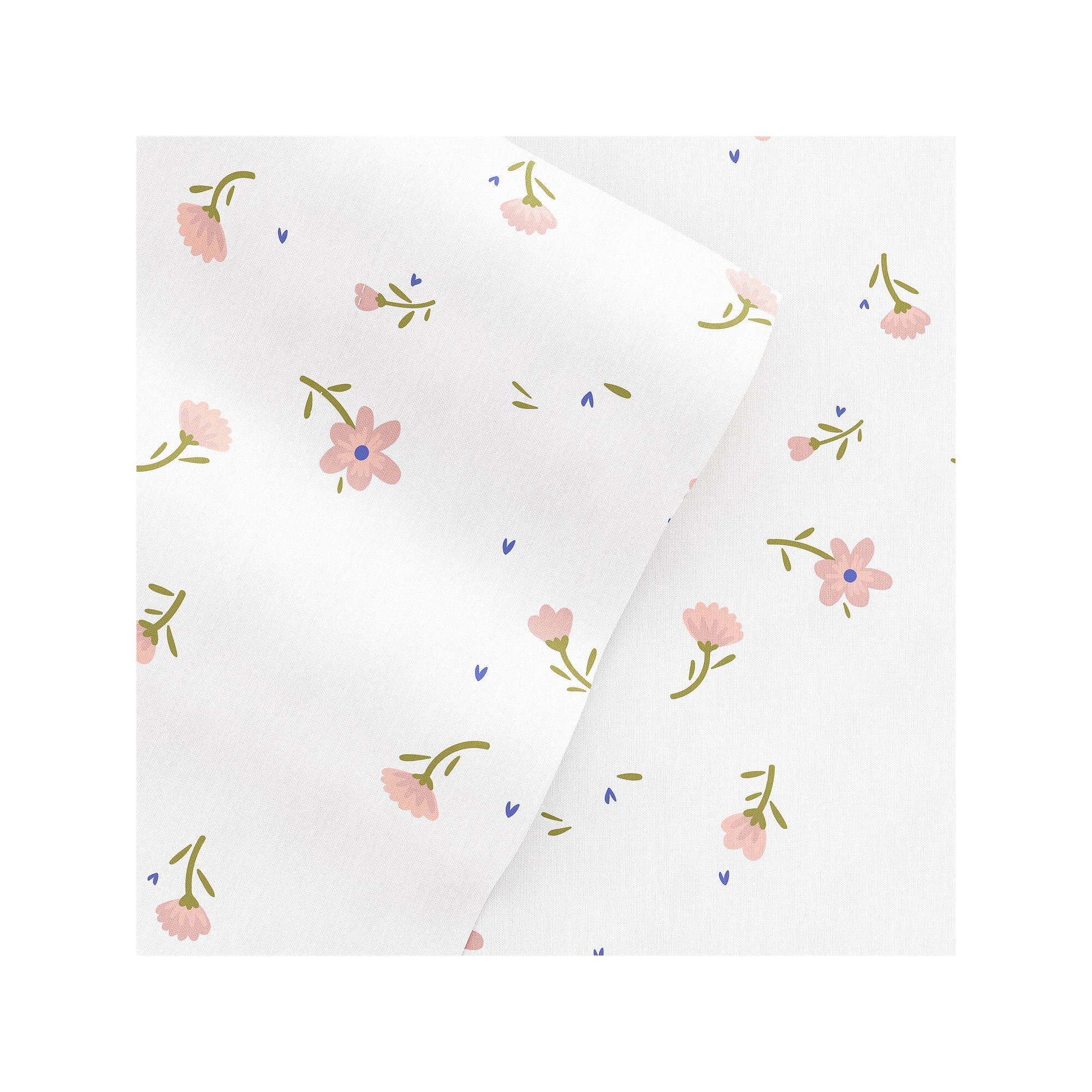 Home Collection Floral Printed Sheet Set, Pink Soft Floral