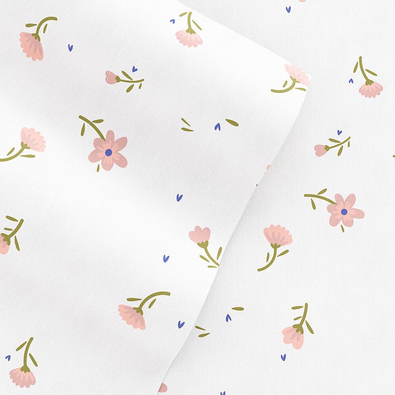 Home Collection Floral Printed Sheet Set, Pink, FULL SET