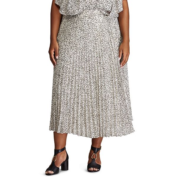 Chaps Womens Plus Size Long Pleated Skirt 