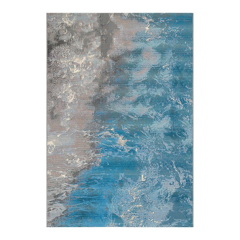 Liora Manne Marina Surf Indoor Outdoor Rug, Blue, 6.5X9.5 Ft