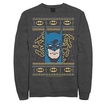 Men's DC Comics Batman Face Christmas Sweater Style Sweatshirt
