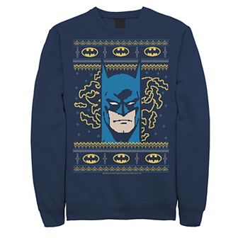 Men's DC Comics Batman Face Christmas Sweater Style Sweatshirt