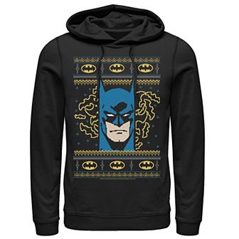 Men's DC Comics Batman Face Christmas Sweater Style Hoodie