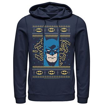 Men's DC Comics Batman Face Christmas Sweater Style Hoodie