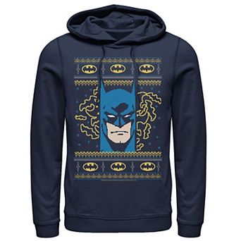 Men's DC Comics Batman Face Christmas Sweater Style Hoodie