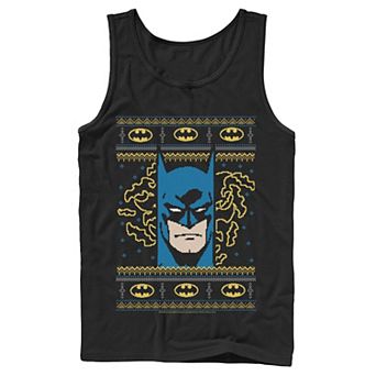 Men's DC Comics Batman Face Christmas Sweater Style Tank Top