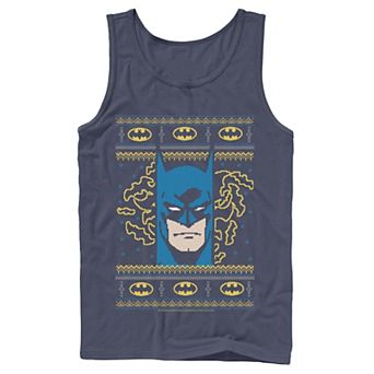 Men's DC Comics Batman Face Christmas Sweater Style Tank Top