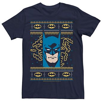 Men's DC Comics Batman Face Christmas Sweater Style Tee