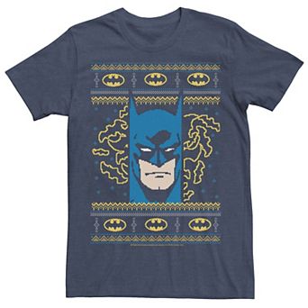 Men's DC Comics Batman Face Christmas Sweater Style Tee