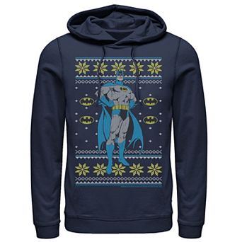 Men's DC Comics Batman Power Stance Christmas Sweater Style Hoodie