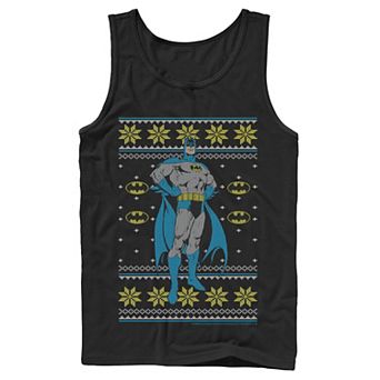 Men's DC Comics Batman Power Stance Christmas Sweater Style Tank Top