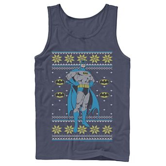 Men's DC Comics Batman Power Stance Christmas Sweater Style Tank Top