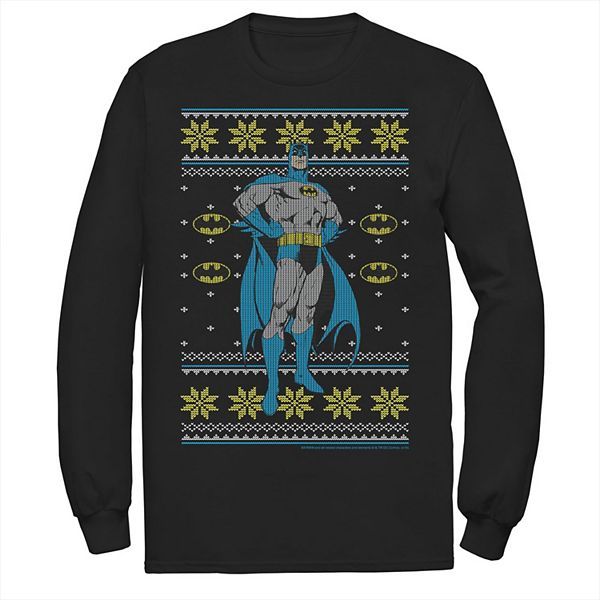 Men's DC Comics Batman Power Stance Christmas Sweater Style Tee