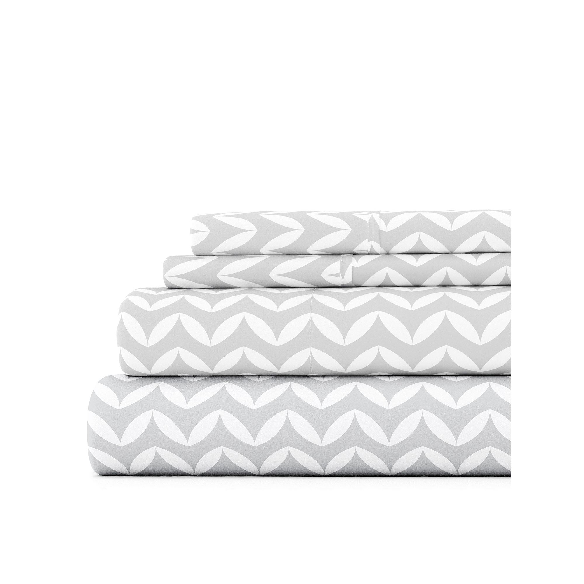 Home Collection Lines Patterned Sheet Set, Gray Puffed Chevron