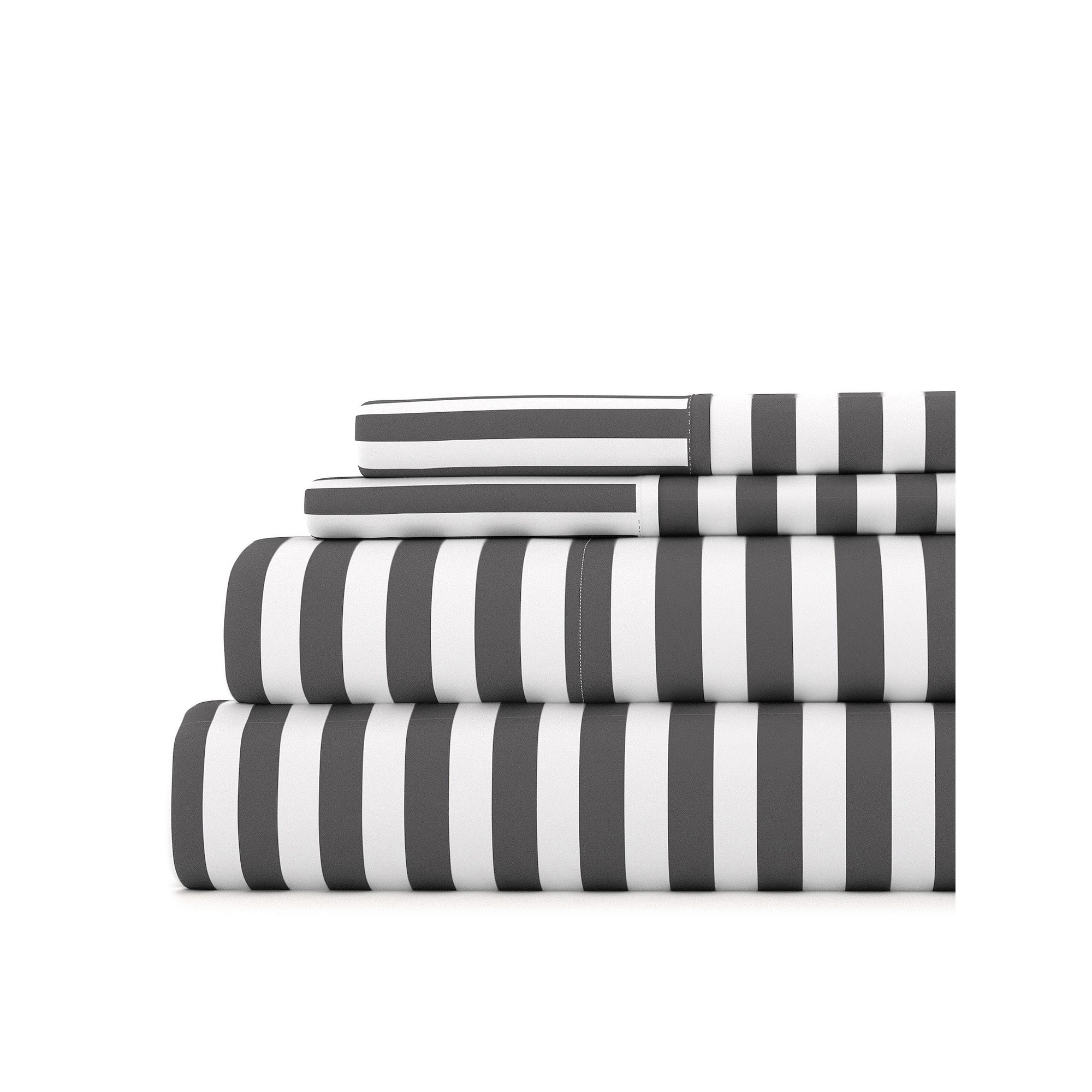 Home Collection Lines Patterned Sheet Set, Gray Ribbon