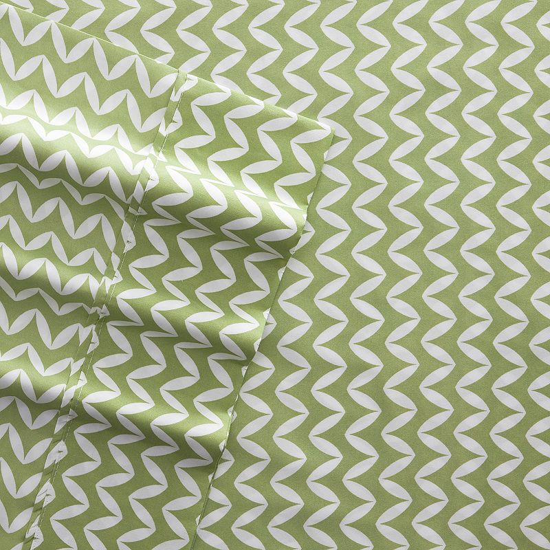 Home Collection Lines Patterned Sheet Set, Green, King Set