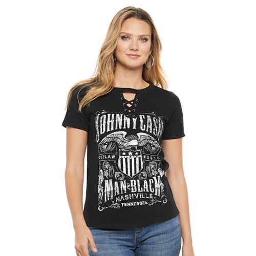 Women's Rock & Republic™ Johnny Cash Man in Black Graphic Tee