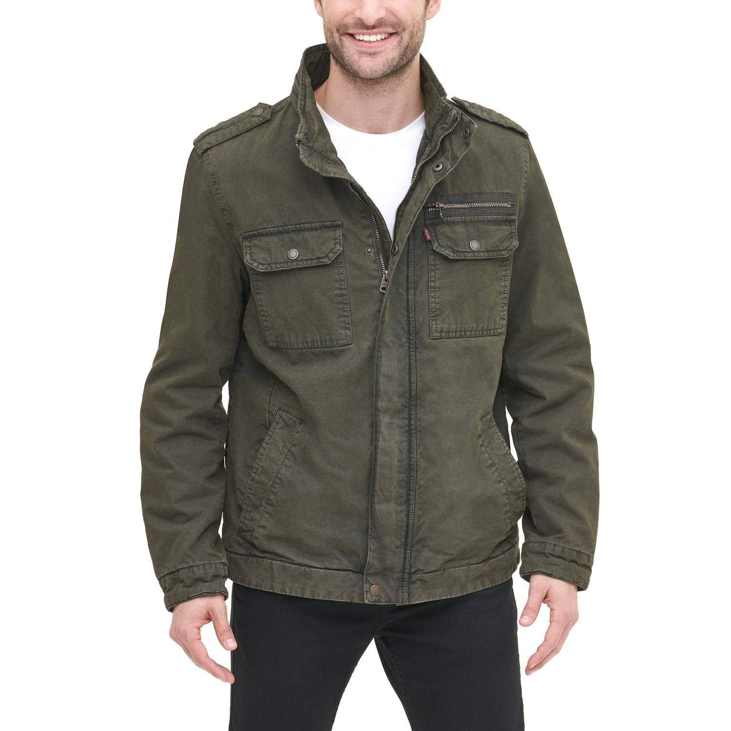 olive green levi's denim jacket
