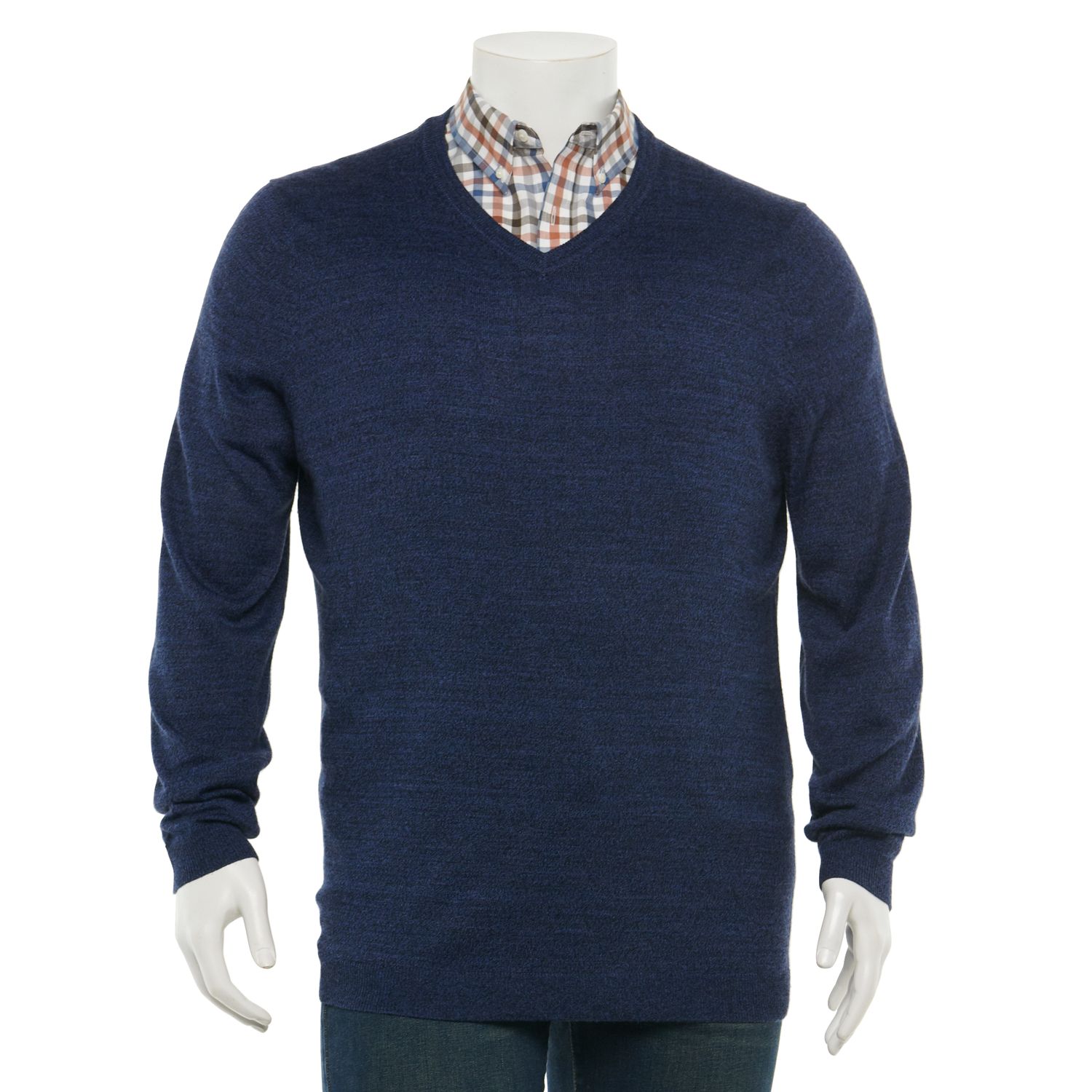 navy blue v neck sweater