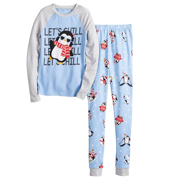 Girls 4-12 Jammies For Your Families® Cool Penguin Top & Pants Pajama ...