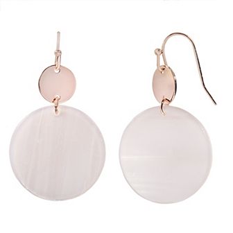 LC Lauren Conrad Rose Gold Tone Disc Nickel Free Double Drop Earrings