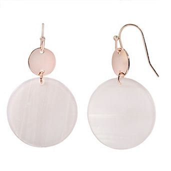 LC Lauren Conrad Rose Gold Tone Disc Nickel Free Double Drop Earrings