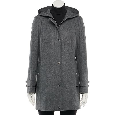 Women s TOWER by London Fog Hooded Wool Blend Coat