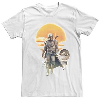 Men's Star Wars The Mandalorian The Child Sunset Walk Portrait Tee