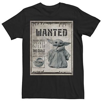 Men's Star Wars The Mandalorian The Child Wanted Poster Tee