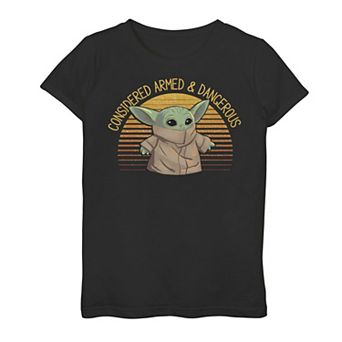 Girls 7-16 Star Wars The Mandalorian The Child aka Baby Yoda "Armed & Dangerous" Sunset Tee