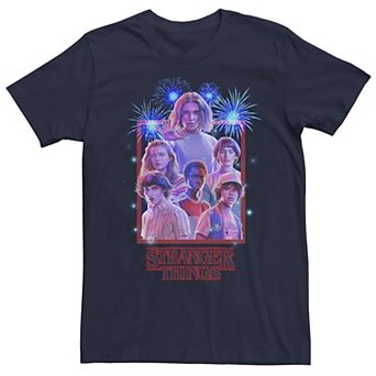 Men's Netflix Stranger Things Group Shot Fireworks Poster Tee