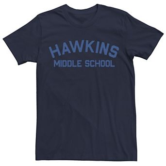Men's Netflix Stranger Things Middle School Simple Blue Text Tee