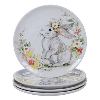 Certified International Sweet Bunny 4 pc Dinner Plate Set