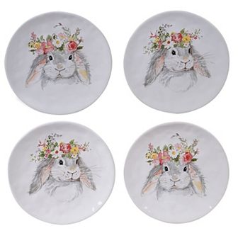 Certified International Sweet Bunny 4 pc Dessert Plate Set
