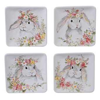 Certified International Sweet Bunny 4 pc Canape Plate Set