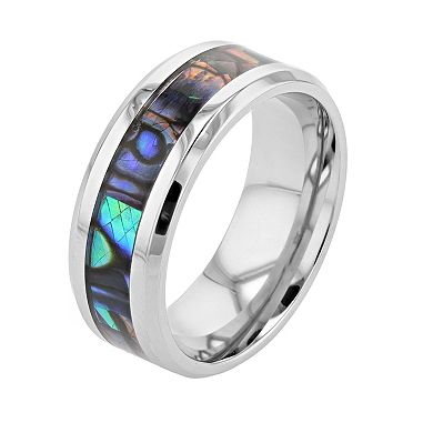 Men's Stainless Steel Abalone Inlay Ring