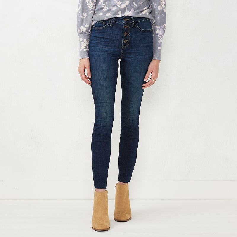 Womens LC Lauren Conrad High-Rise Skinny Jeans, Size: 0 Short, Dark Blue
