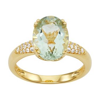 MASTERPIECE 14k Gold Over Silver Green Quartz Ring