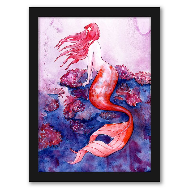 Americanflat Red Coral Mermaid Wall Art, Multicolor, 19X25
