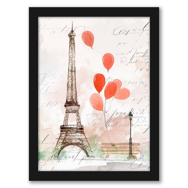 Americanflat Balloons In Paris Framed Wall Art, Multicolor, 19X25