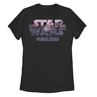 Juniors' Star Wars The Mandalorian The Child aka Baby Yoda Logo Fill Graphic Tee
