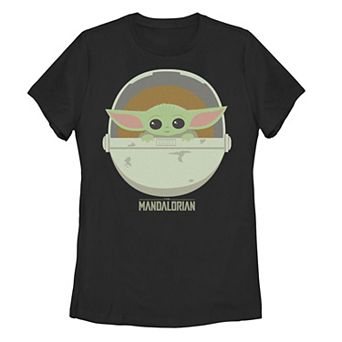 Juniors' Star Wars The Mandalorian The Child aka Baby Yoda In Carrier Portrait Graphic Tee